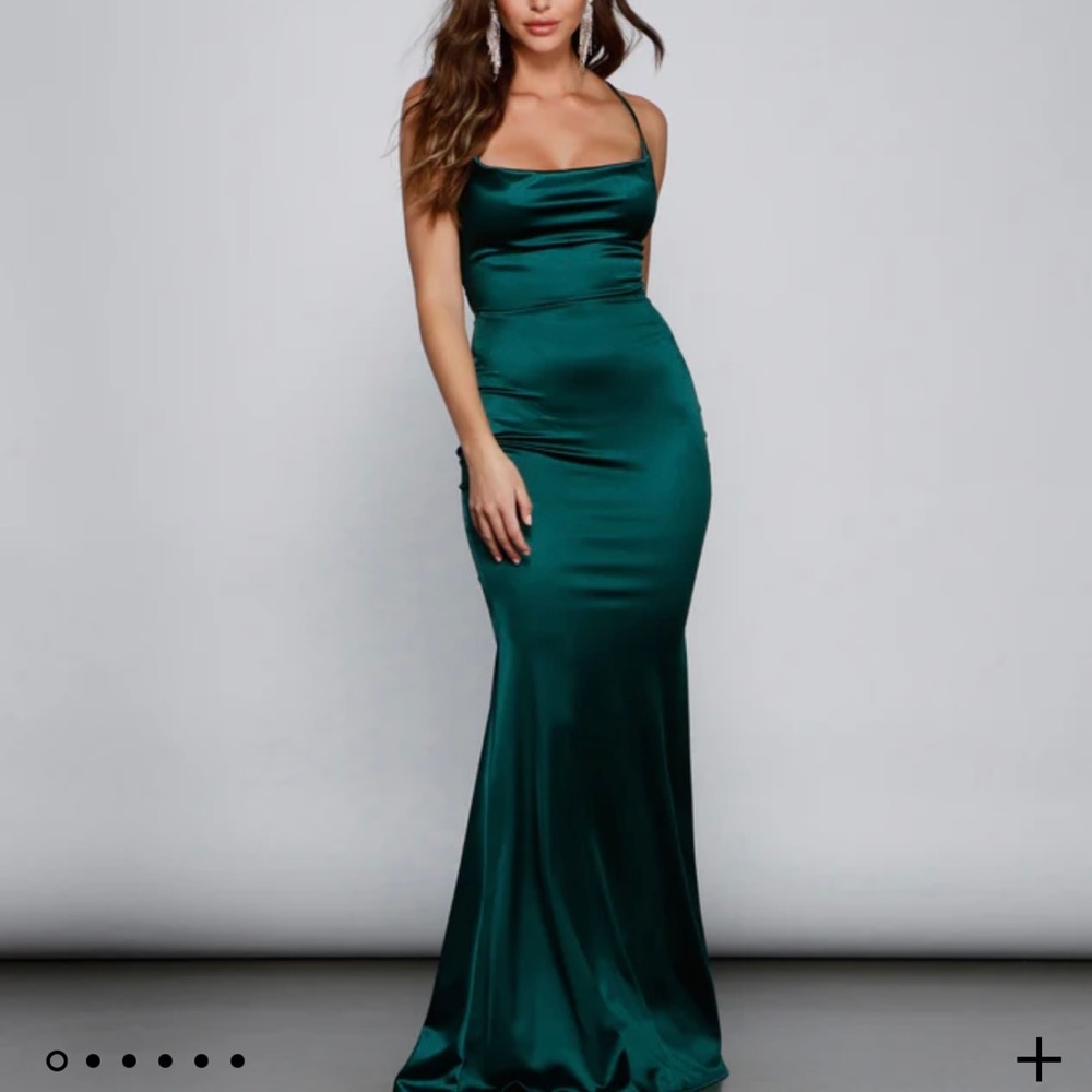 Windsor Emerald Green Satin Prom Dress